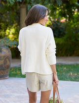 MONTECITO CARDIGAN Ivory, Pure Italian Cotton