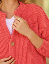 MONTECITO CARDIGAN Lobster, Pure Italian Cotton