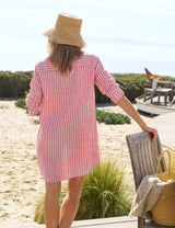 MARY Red and White Textured Stripe, Italian Classic Linen