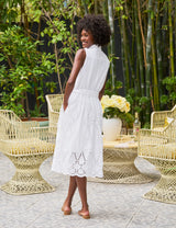 GRACE SLEEVELESS DRESS White, Eyelet Cotton