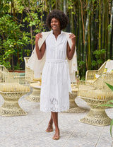 GRACE SLEEVELESS DRESS White, Eyelet Cotton
