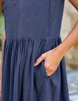 DAPHNE Navy, Washed Linen