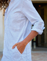 SOUTHERN IRELAND Blue and White Stripe, Italian Performance Linen