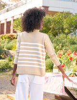 MONTEREY Sand with White Stripe, Pure Italian Cotton
