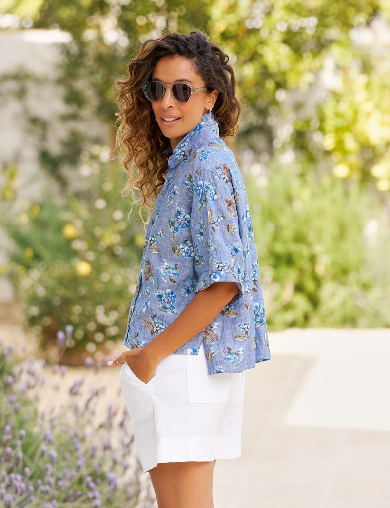 ROSIE Blue Floral, Italian Classic Linen