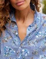 ROSIE Blue Floral, Italian Classic Linen