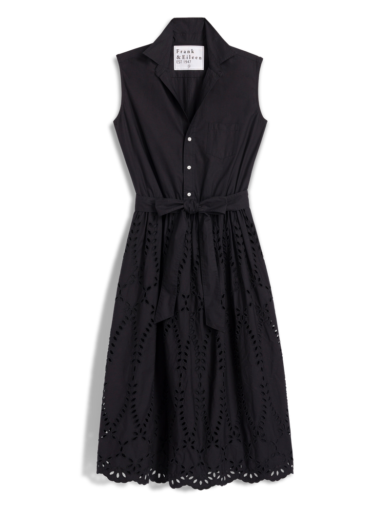 GRACE SLEEVELESS DRESS Black, Eyelet Cotton