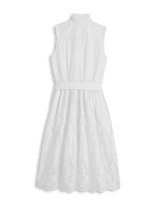 GRACE SLEEVELESS DRESS White, Eyelet Cotton