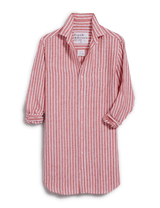 MARY Red and White Textured Stripe, Italian Classic Linen