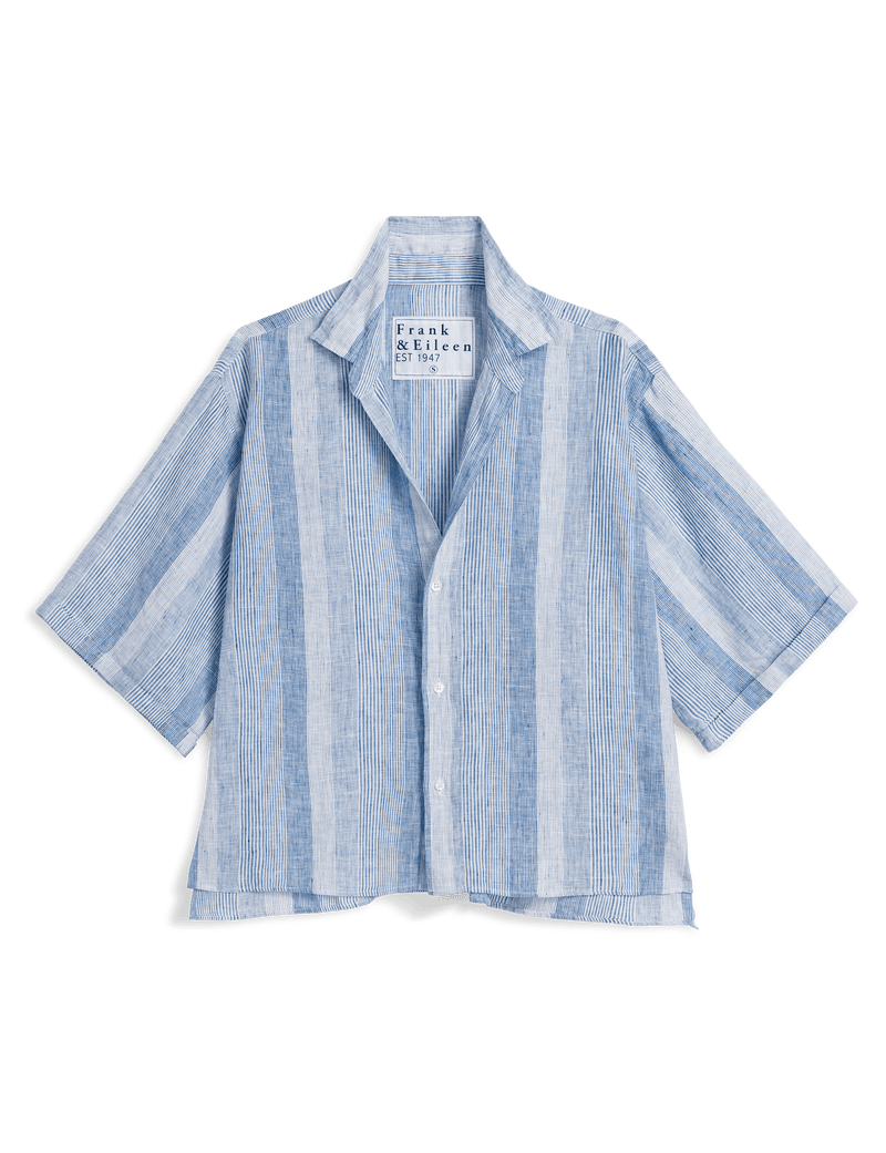 ROSIE Blue Multi Stripe, Italian Classic Linen
