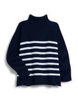 MONTEREY Navy with White Stripe, Pure Italian Cotton